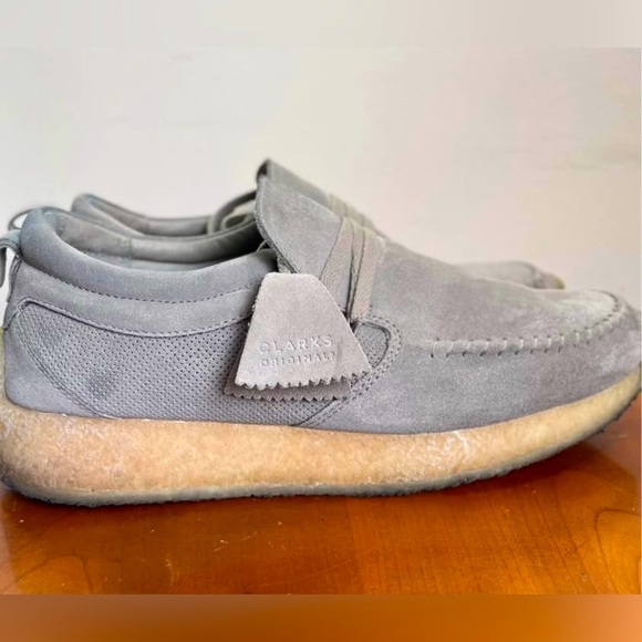 CLARKS Men’s Wallabee Grey Nubuck Suede Loafer Shoes | US 11.5 - Picture 2 of 7